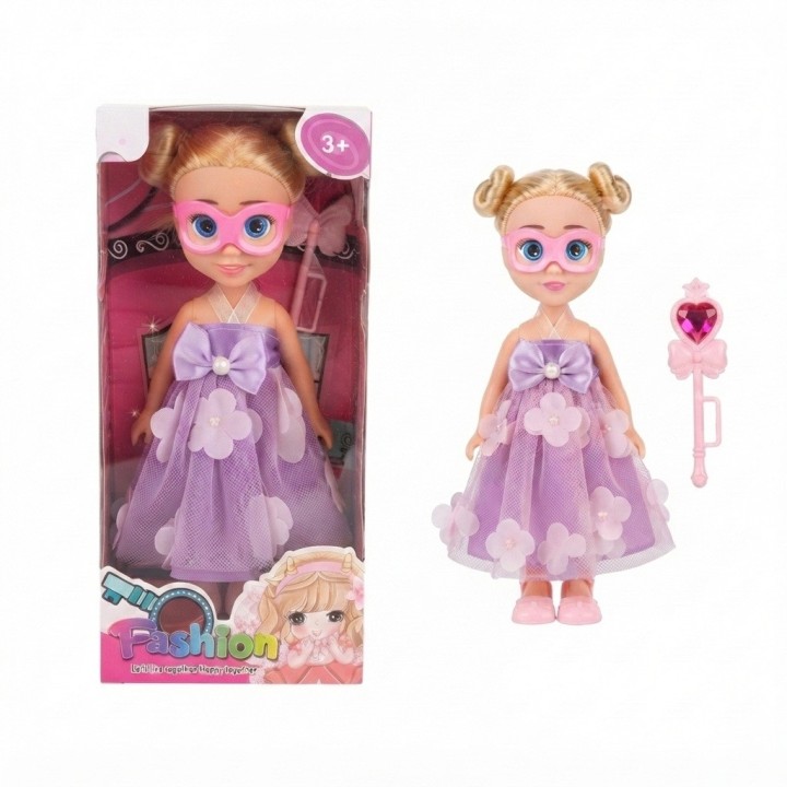 Muñeca Fashion Princesa Con Antifaz Y Varita Mágica