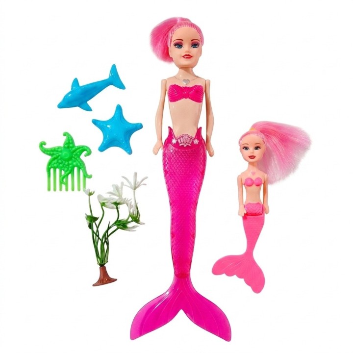 Set De 2 Muñecas Sirenas Con Animales Y Accesorios De Mar