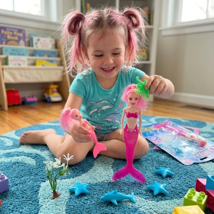 Set De 2 Muñecas Sirenas Con Animales Y Accesorios De Mar
