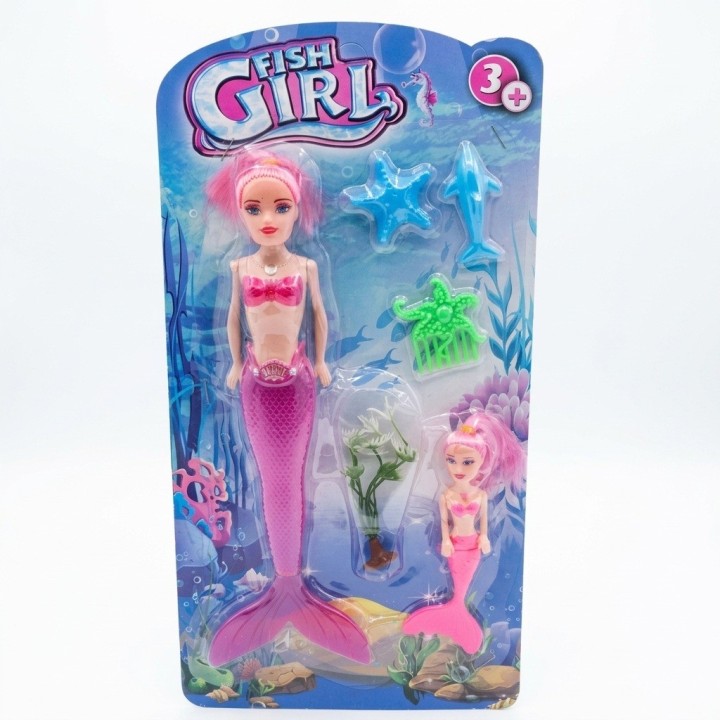 Set De 2 Muñecas Sirenas Con Animales Y Accesorios De Mar