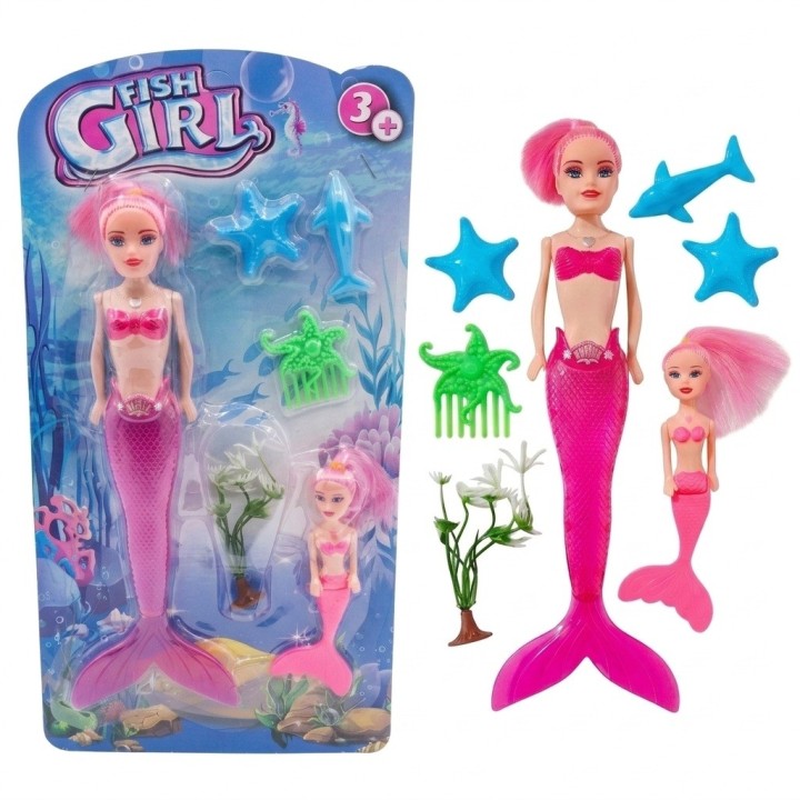 Set De 2 Muñecas Sirenas Con Animales Y Accesorios De Mar