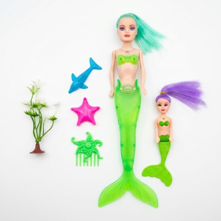 Set De 2 Muñecas Sirenas Con Animales Y Accesorios De Mar