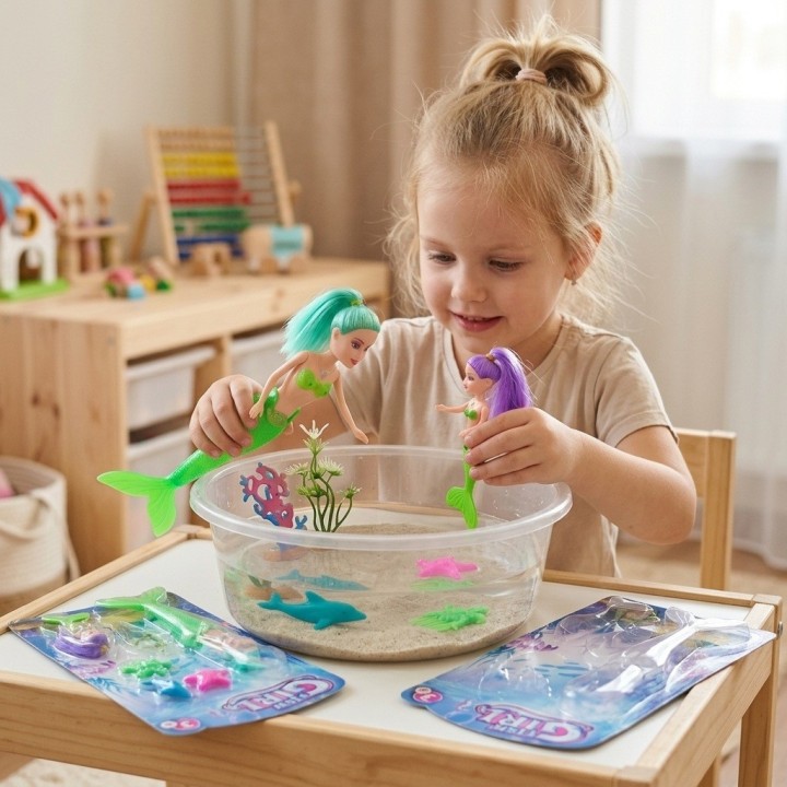 Set De 2 Muñecas Sirenas Con Animales Y Accesorios De Mar