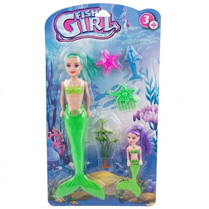 Set De 2 Muñecas Sirenas Con Animales Y Accesorios De Mar