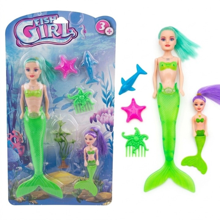 Set De 2 Muñecas Sirenas Con Animales Y Accesorios De Mar