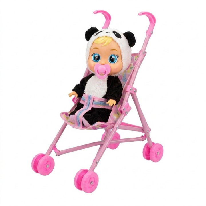 Set Muñeca Bebé Llorona Con Coche Y Accesorios