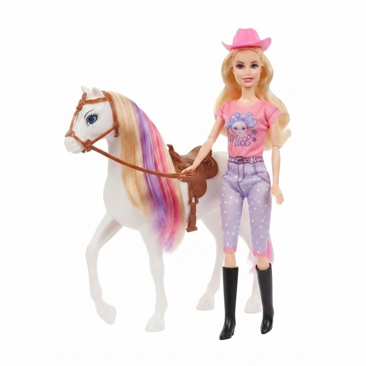 Set Muñeca Fashion Con Caballo Mágico Y Accesorios