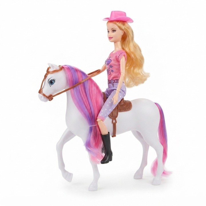 Set Muñeca Fashion Con Caballo Mágico Y Accesorios