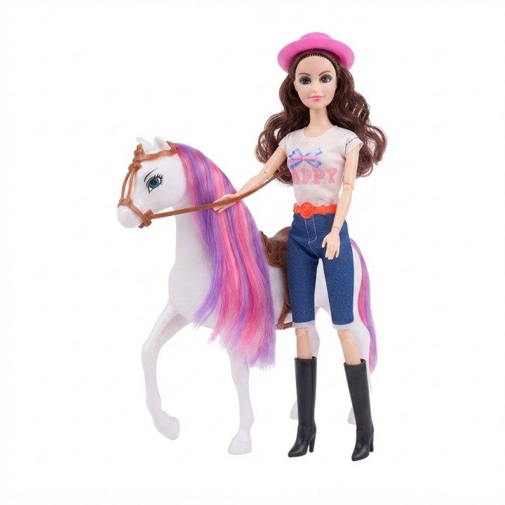 Set Muñeca Fashion Con Caballo Mágico Y Accesorios