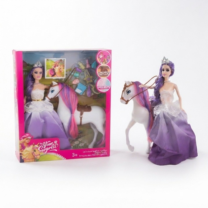 Set Muñeca Fashion Con Caballo Mágico Y Accesorios