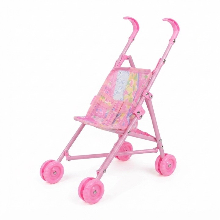 Muñeca Bebé Ojos Grandes Y Coche Paseador Plegable
