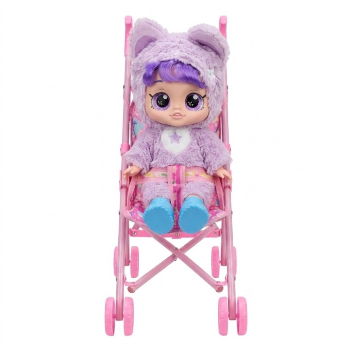Muñeca Bebé Ojos Grandes Y Coche Paseador Plegable