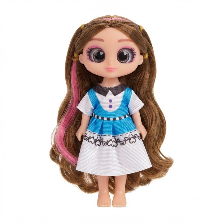 Muñeca Cabello Largo Ojos Grandes Y Violín De Juguete