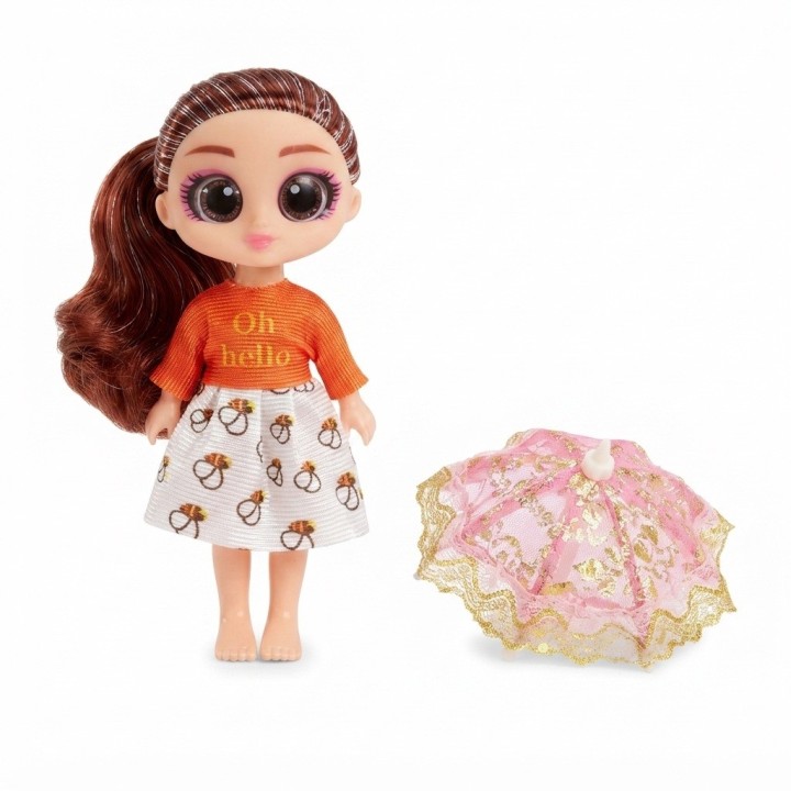 Muñeca Dollbaby Con Ojos Grandes, Cabello Largo Y Sombrilla