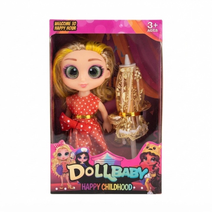 Muñeca Dollbaby Con Ojos Grandes, Cabello Largo Y Sombrilla