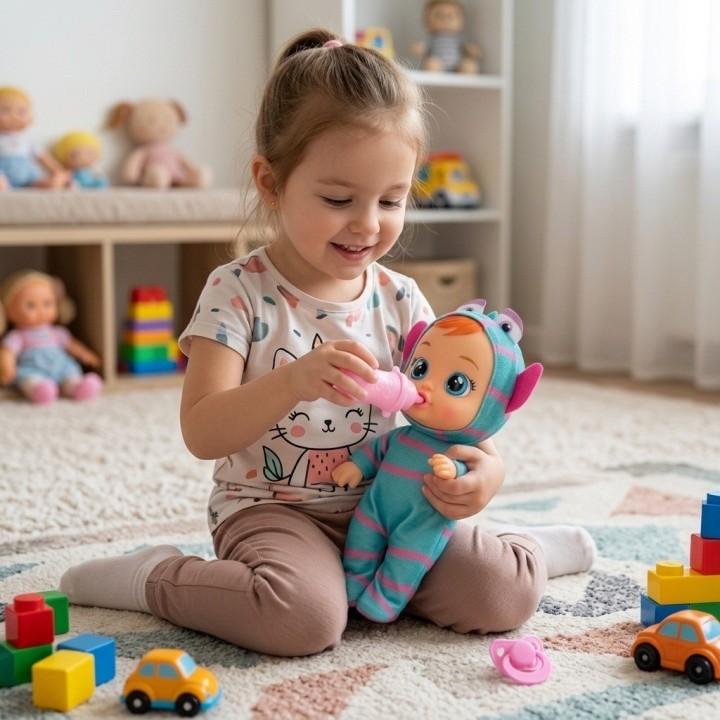Muñeca Bebé Ojos Grandes Pijama Animalito Y Accesorios