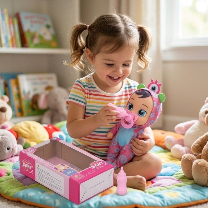 Muñeca Bebé Ojos Grandes Pijama Animalito Y Accesorios