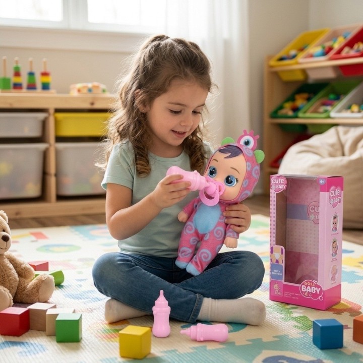Muñeca Bebé Ojos Grandes Pijama Animalito Y Accesorios
