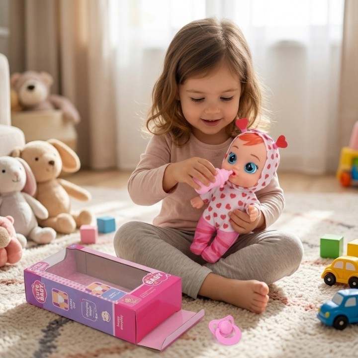 Muñeca Bebé Ojos Grandes Pijama Animalito Y Accesorios