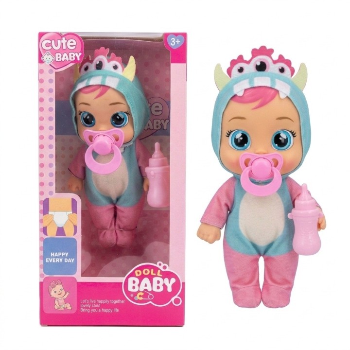 Muñeca Bebé Ojos Grandes Pijama Animalito Y Accesorios