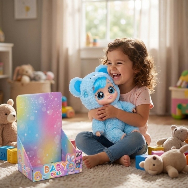 Muñeca Bebé Ojos Grandes Pijama De Peluche