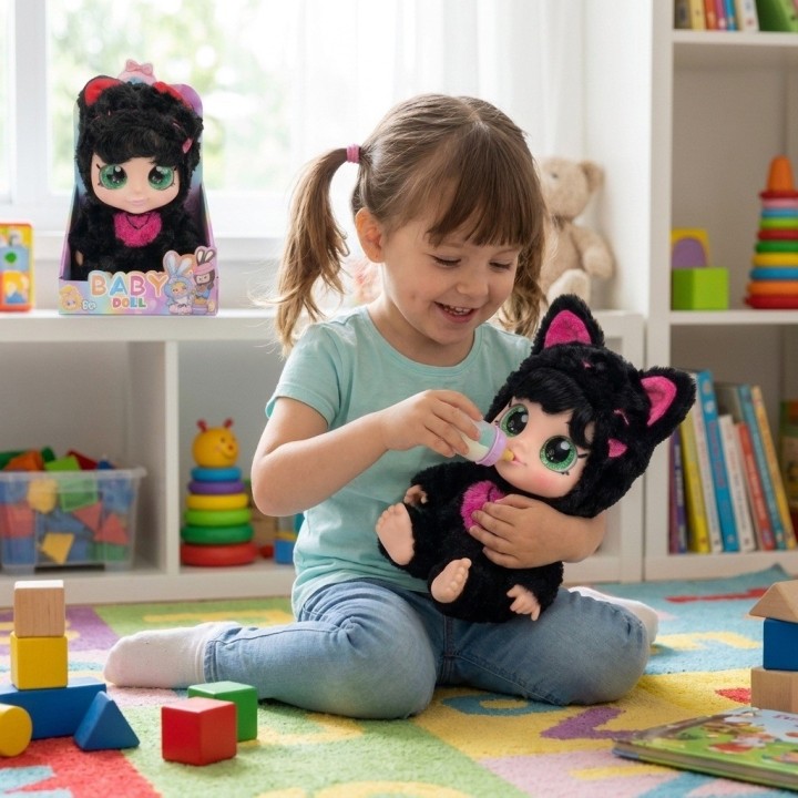 Muñeca Bebé Ojos Grandes Pijama De Peluche