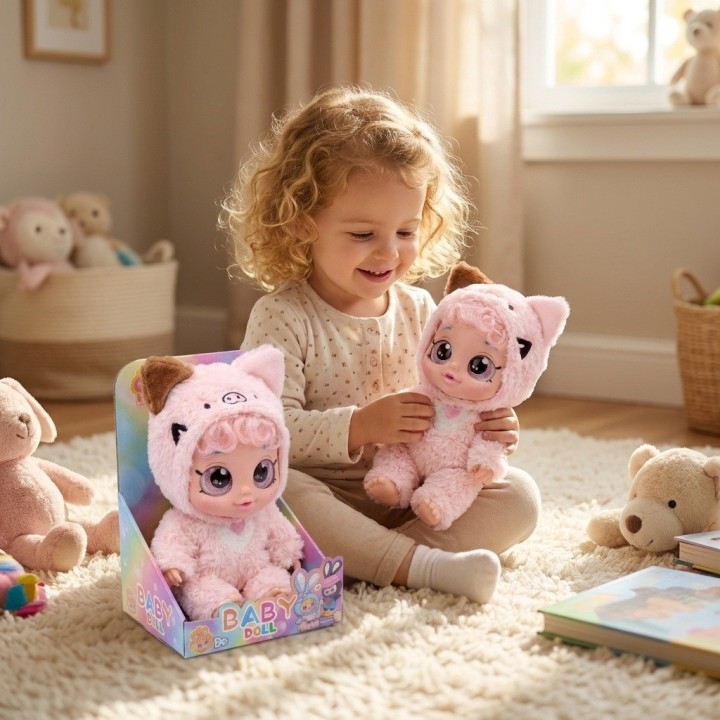 Muñeca Bebé Ojos Grandes Pijama De Peluche