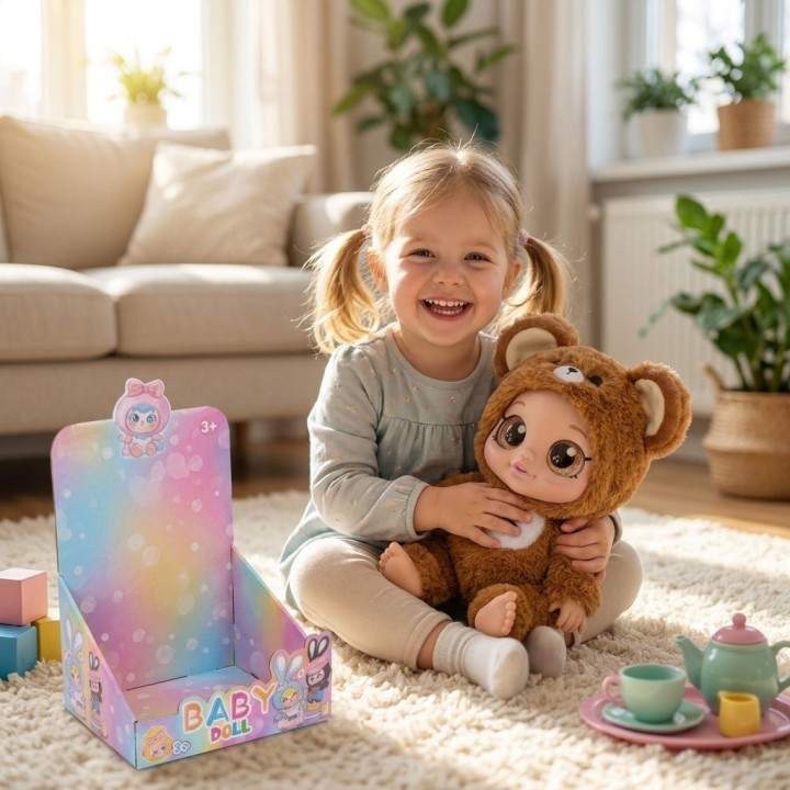 Muñeca Bebé Ojos Grandes Pijama De Peluche