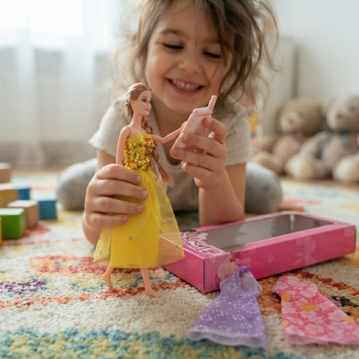 Set Muñeca De Moda Con 3 Vestidos Y Teléfono