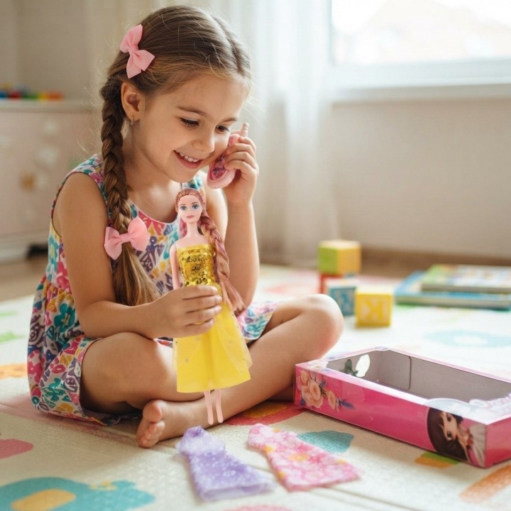 Set Muñeca De Moda Con 3 Vestidos Y Teléfono