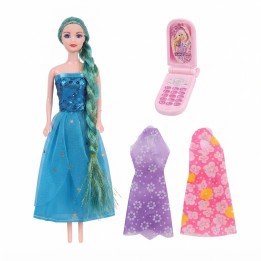 Set Muñeca De Moda Con 3 Vestidos Y Teléfono