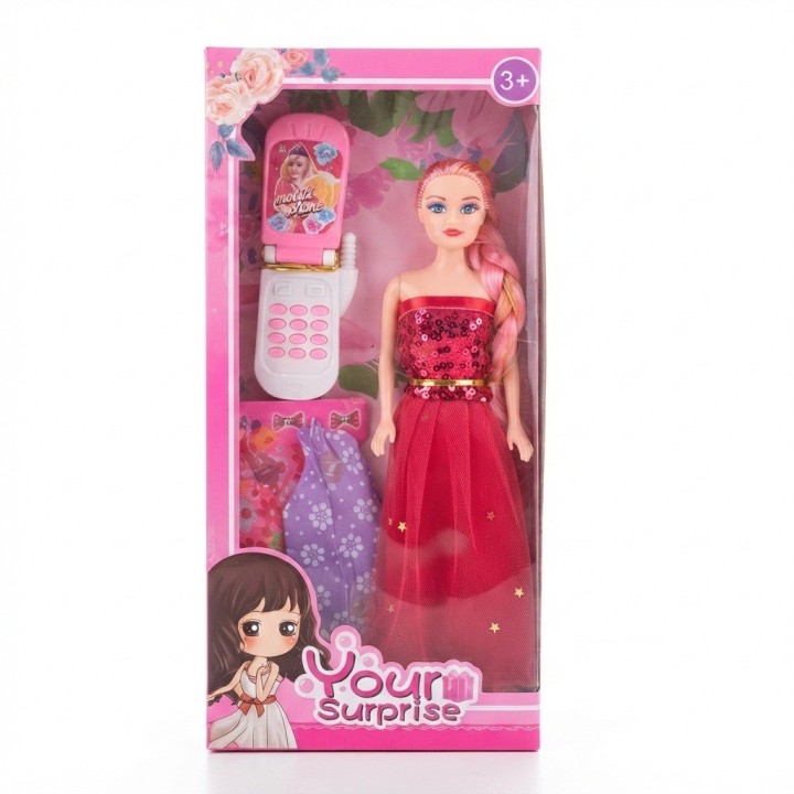Set Muñeca De Moda Con 3 Vestidos Y Teléfono