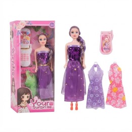 Set Muñeca De Moda Con 3 Vestidos Y Teléfono
