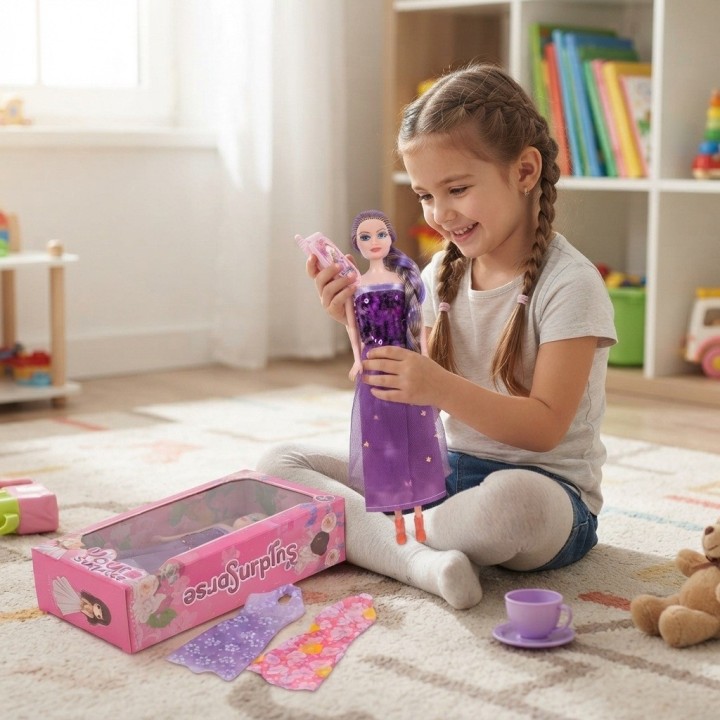 Set Muñeca De Moda Con 3 Vestidos Y Teléfono