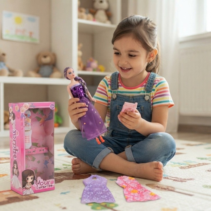 Set Muñeca De Moda Con 3 Vestidos Y Teléfono