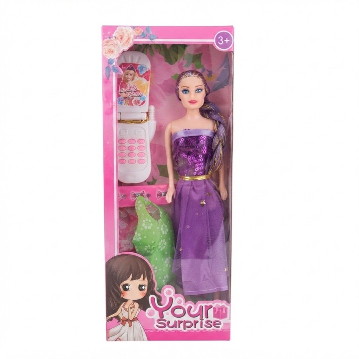 Set Muñeca De Moda Con 3 Vestidos Y Teléfono