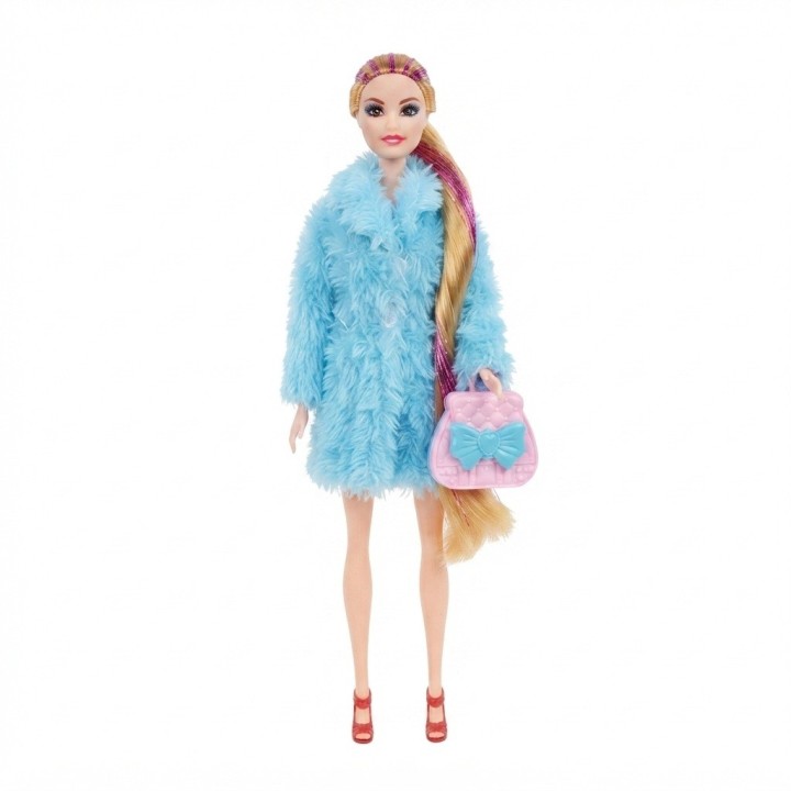 Muñeca Fashion Con Abrigo De Peluche Y Accesorios