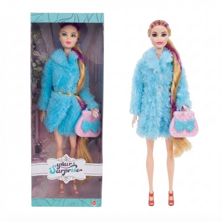 Muñeca Fashion Con Abrigo De Peluche Y Accesorios