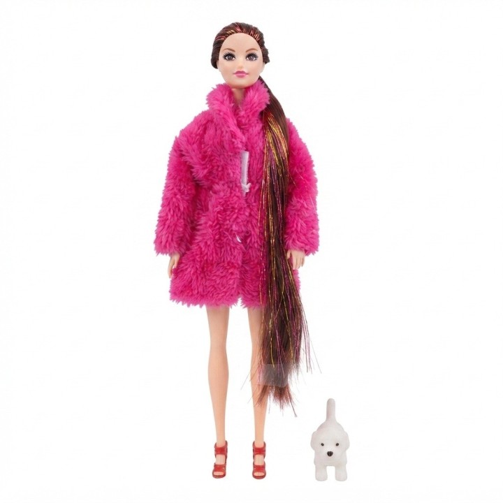 Muñeca Fashion Con Abrigo De Peluche Y Accesorios