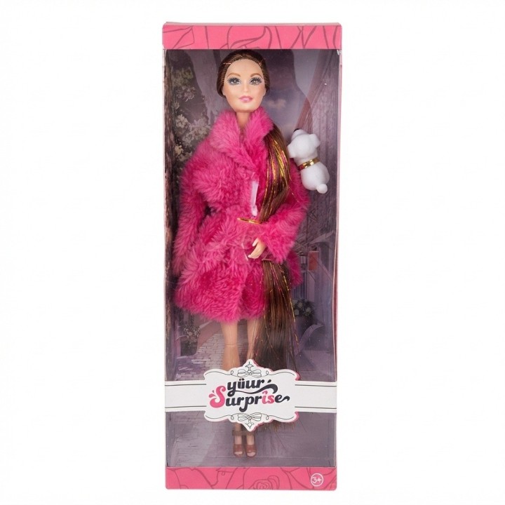 Muñeca Fashion Con Abrigo De Peluche Y Accesorios