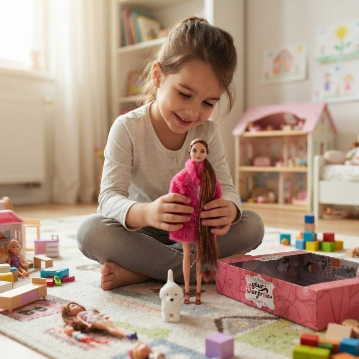 Muñeca Fashion Con Abrigo De Peluche Y Accesorios