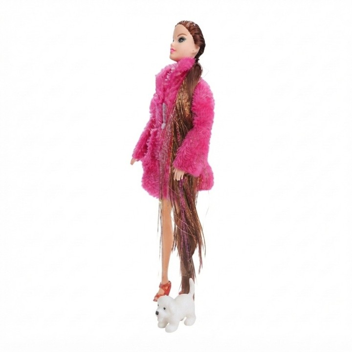 Muñeca Fashion Con Abrigo De Peluche Y Accesorios