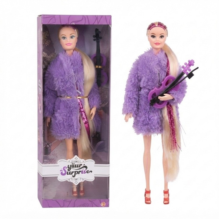 Muñeca Fashion Con Abrigo De Peluche Y Accesorios