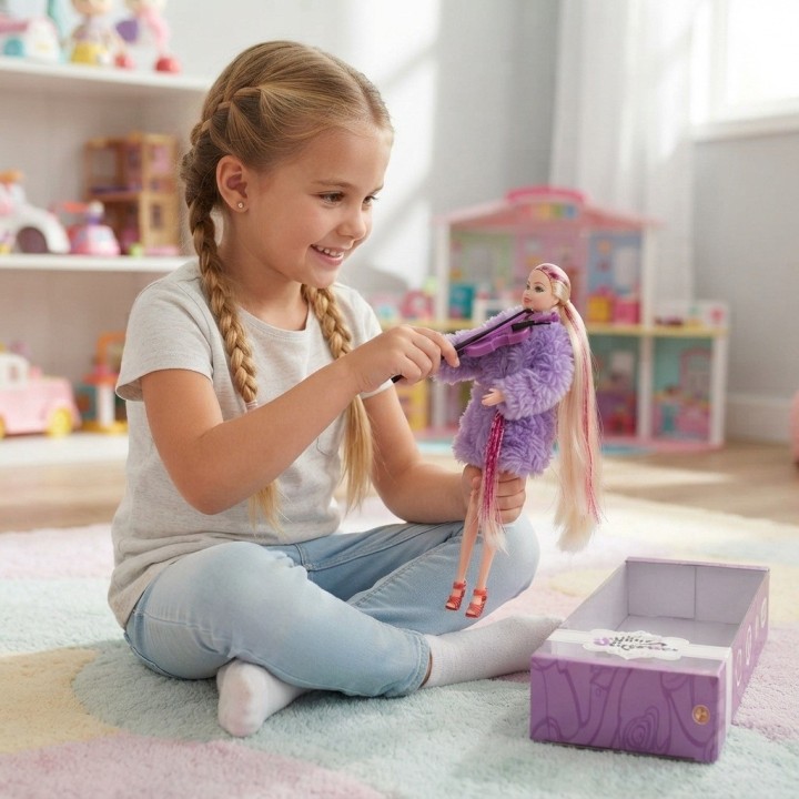 Muñeca Fashion Con Abrigo De Peluche Y Accesorios