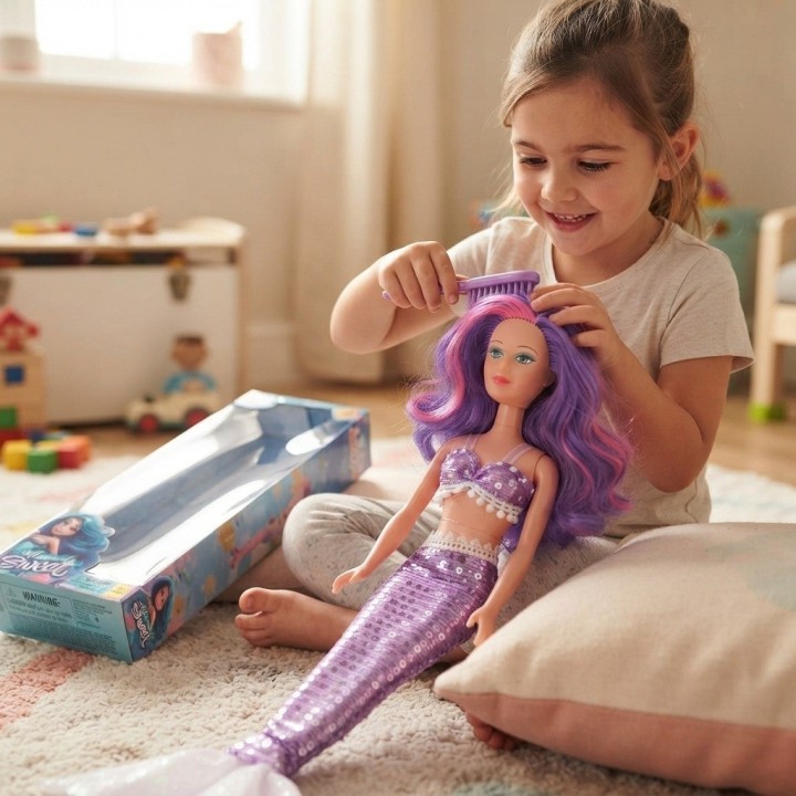 Muñeca Sirena Gigante Con Lentejuelas