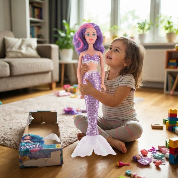 Muñeca Sirena Gigante Con Lentejuelas