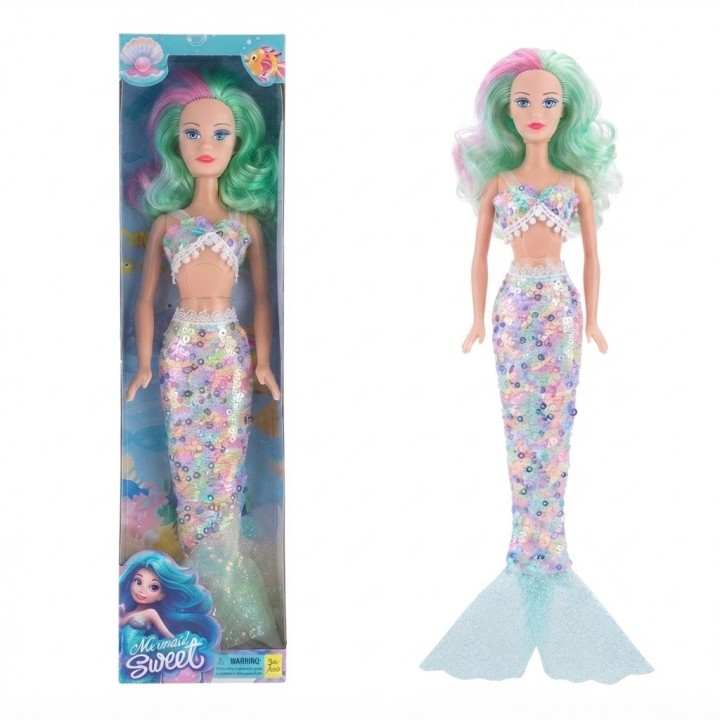 Muñeca Sirena Gigante Con Lentejuelas