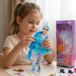 Muñeca Fashion Trenza Larga Con Chaqueta Peluche