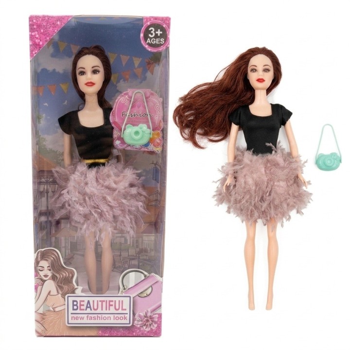 Muñeca De Moda Vestido Felpa Y Bolso Cámara