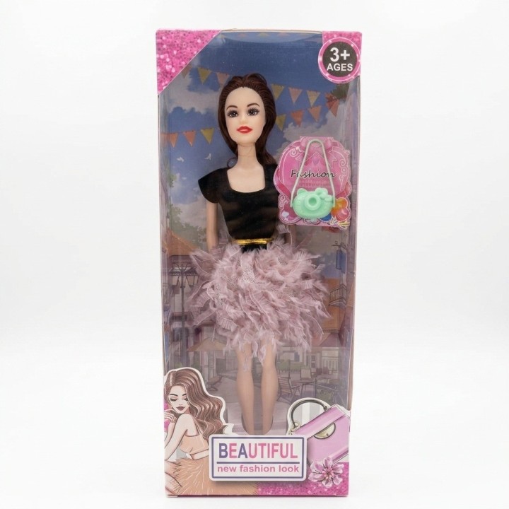Muñeca De Moda Vestido Felpa Y Bolso Cámara